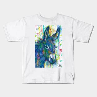 DONKEY watercolor and ink portrait Kids T-Shirt